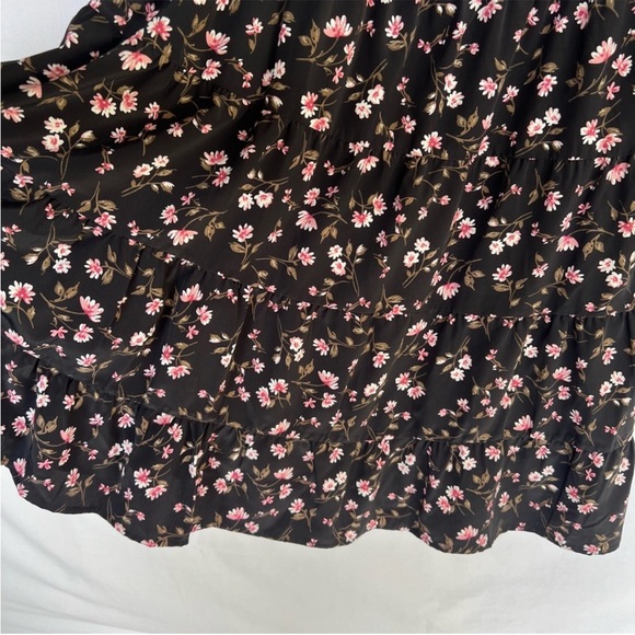 WAYF long sleeve tiered  babydoll dress black pink floral size XL new with tags - Picture 7 of 11